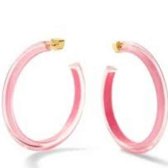 Alison Lou "Loucite" Groovy Jelly Hoop Earrings - Pink Carnation (NWT) - Picture 2 of 5